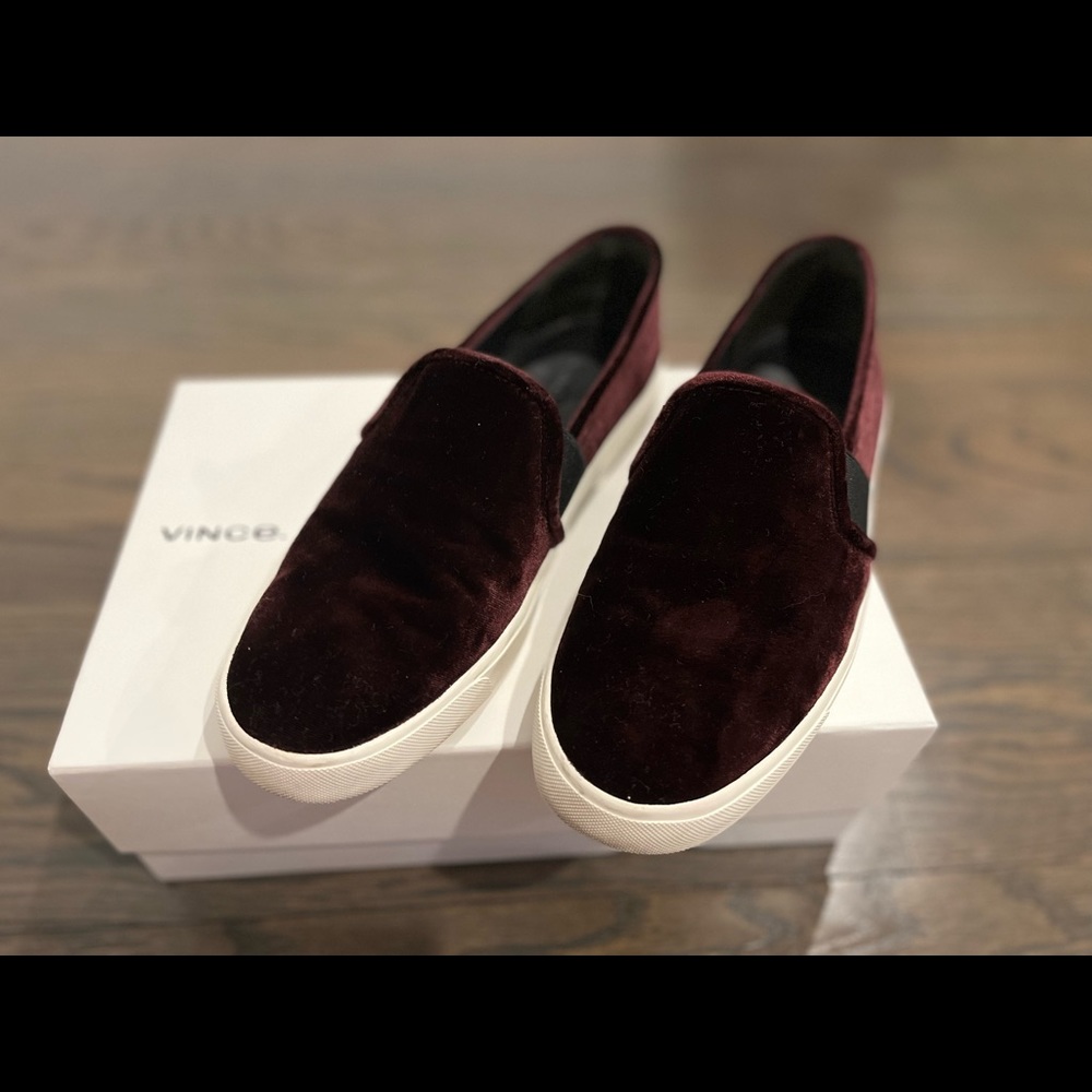 Vince Suede burgundy slip on sneakers sz 8.5